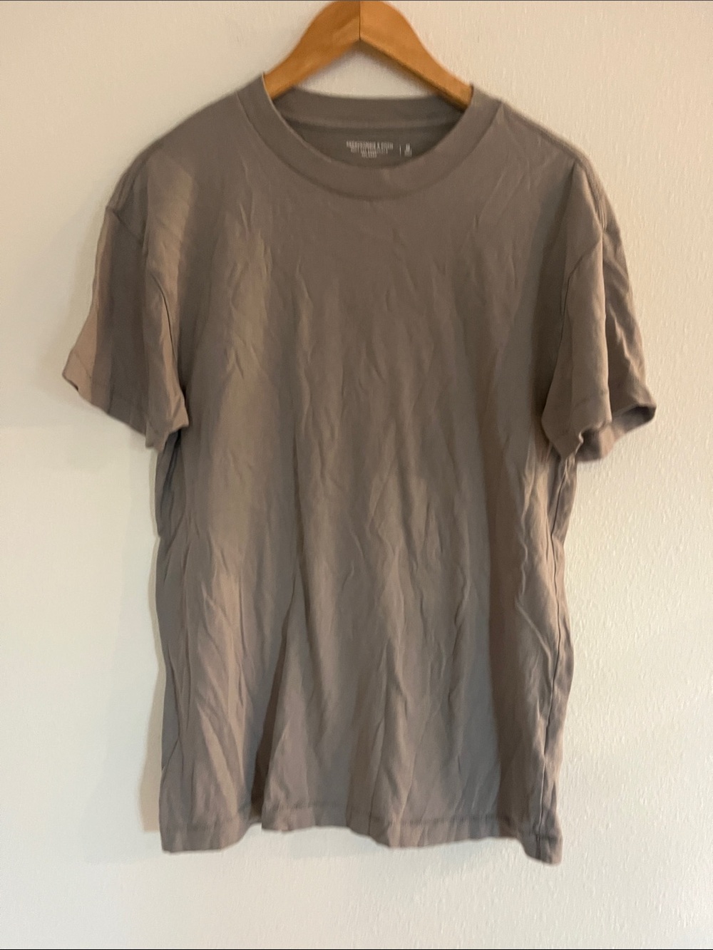 ABERCROMBIE & FITCH Gray Soft A&F Essentials Relaxed Short Sleeve T-Shirt